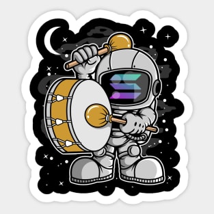 Astronaut Drummer Solana SOL Coin To The Moon Crypto Token Cryptocurrency Blockchain Wallet Birthday Gift For Men Women Kids Sticker